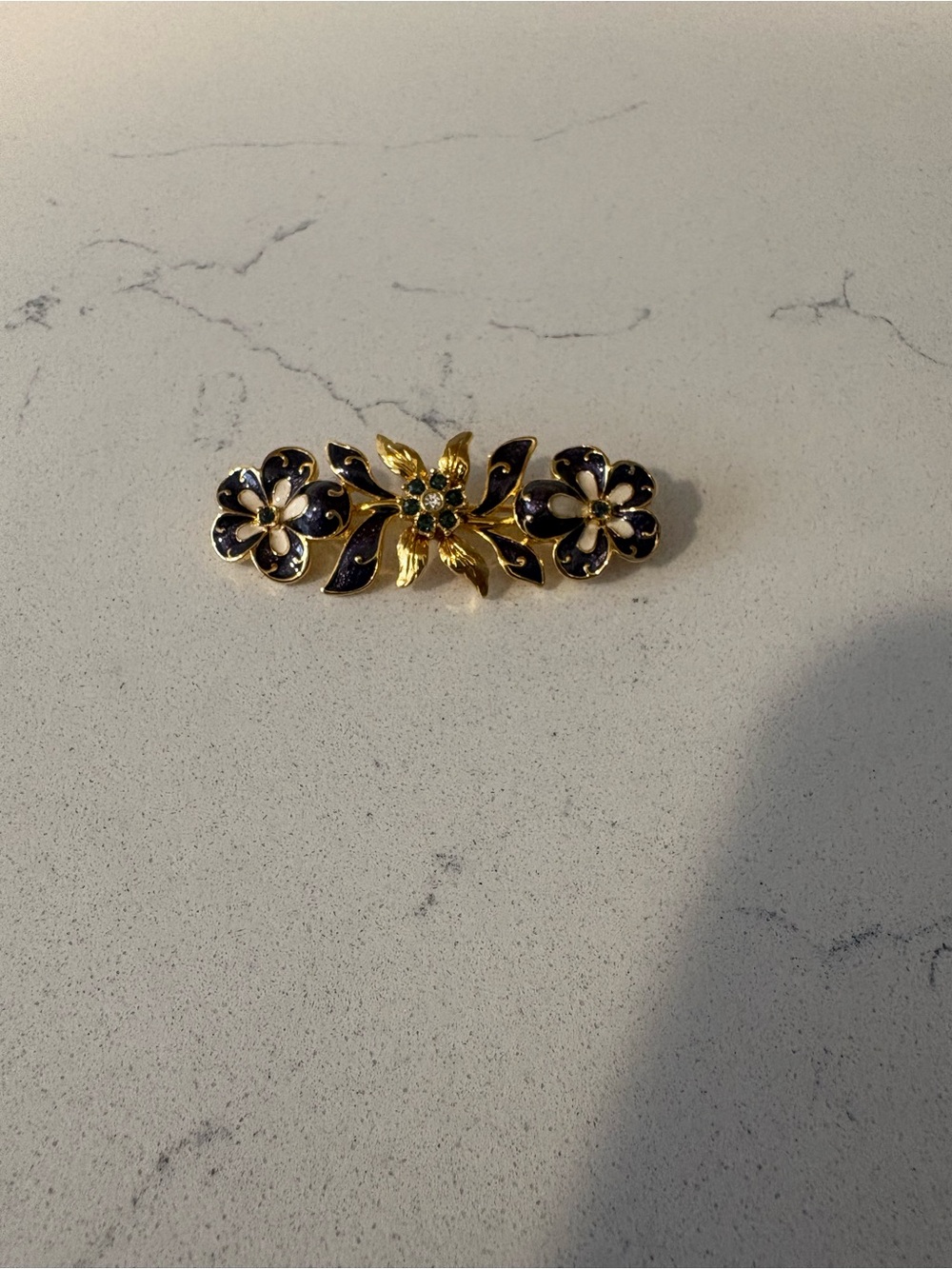 Gold and Black Floral Joan Rivers brooch